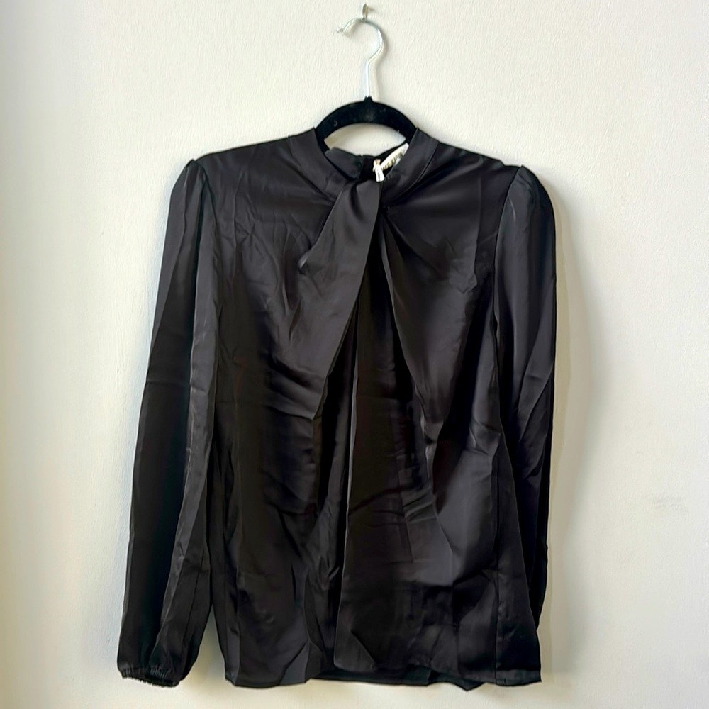 Grace Karin, women's long sleeve shirt mock neck, casual satin blouse, size S